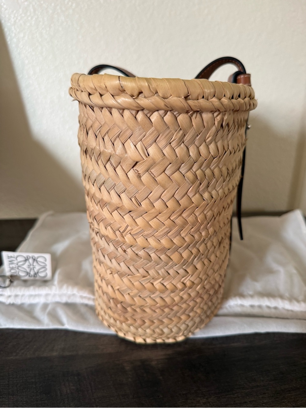 Loewe Natural Straw Tote with Brown Leather Trim and Logo Patch - Picture 5 of 9
